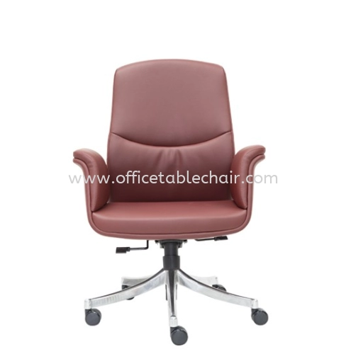 OXFORD DIRECTOR LOW BACK LEATHER CHAIR C/W ROCKET ALUMINIUM BASE