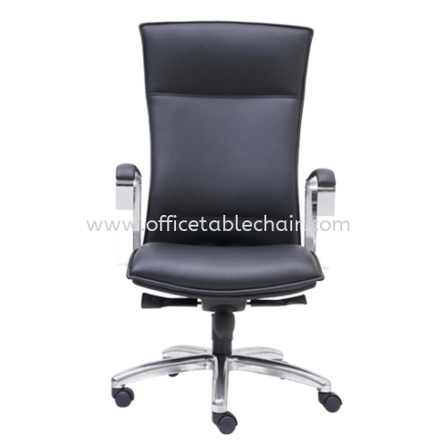 HALLFAX DIRECTOR HIGH BACK LEATHER CHAIR C/W ALUMINIUM DIE-CAST BASE 