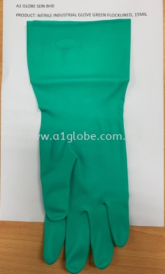 330 NITRILE GREEN INDUSTRIAL GLOVE FLOCKLINED