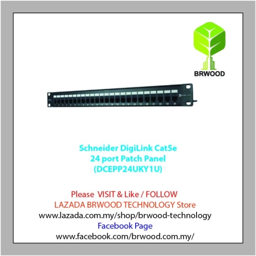 Schneider Digilink DCEPP24UKY1U: CAT 5E Patch Panel 24 Port Loaded 1U