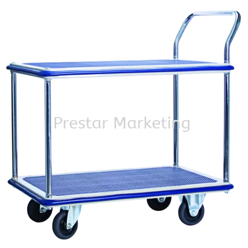 METAL PLATFORM DOUBLE DECKER SINGLE HANDLE TROLLEY