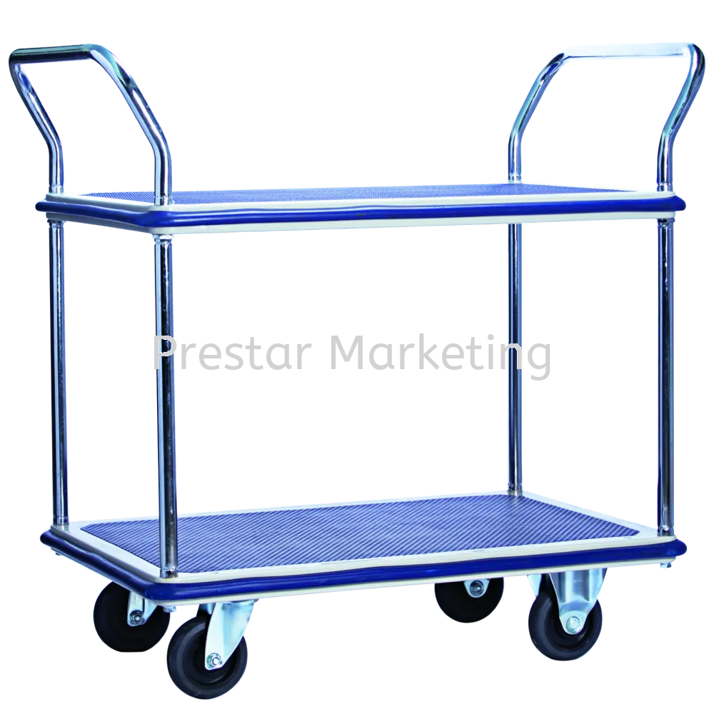 METAL PLATFORM DOUBLE DECKER DOUBLE HANDLE TROLLEY