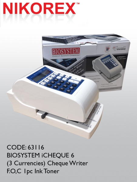 63116 - BIOSYSTEM iCHEQUE 6  OFFICE EQUIPMENT Malaysia, Johor Bahru (JB), Kuala Lumpur (KL), Selangor, Melaka, Perak, Pahang, Singapore Supplier, Manufacturer, Supply, Supplies | Nikorex Display Products (M) Sdn Bhd