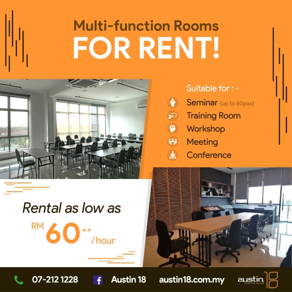 Multi-Fuction Room Available for Outsider to Rent Packages Johor Bahru (JB), Austin Perdana Office Rental | Austin 18