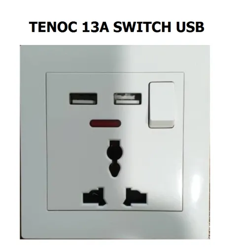 TENOC 13A SWITCH SOCKET + 2 PCS USB