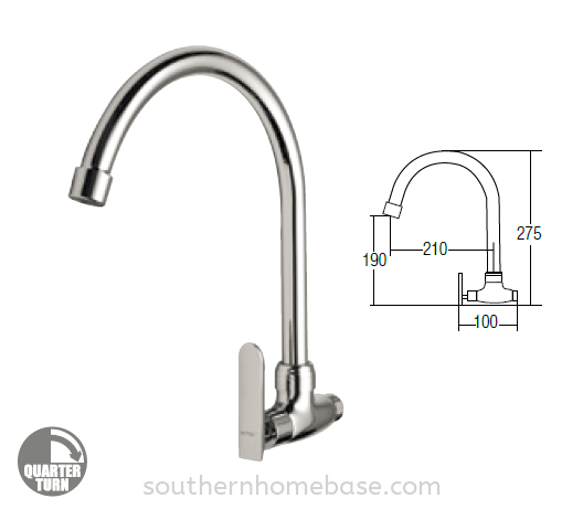 Wall Sink Tap Aimer AMFC-3657C Sink Tap Kitchen Johor Bahru (JB) Supplier, Supply | Southern Homebase Sdn Bhd