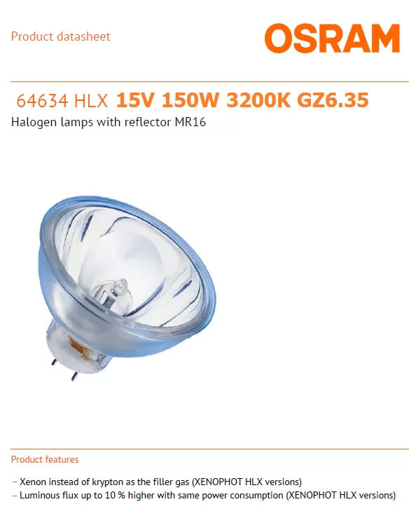 OSRAM 64634 HLX 15V 150W GZ6.35 3200K WARM WHITE HALOGEN LAMP Kuala Lumpur  (KL), Selangor, Malaysia Supplier, Supply, Supplies, Distributor | JLL  Electrical Sdn Bhd
