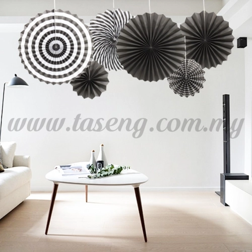 Paper Fan * Black and White - 6pcs (PD-PF-BW)