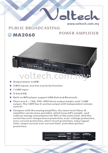 Voltech Power Amplifier MA2060 Voltech Power Amplifier Johor Bahru, JB, Johor, Malaysia. Supplier, Suppliers, Supplies, Supply | Voltech Professional