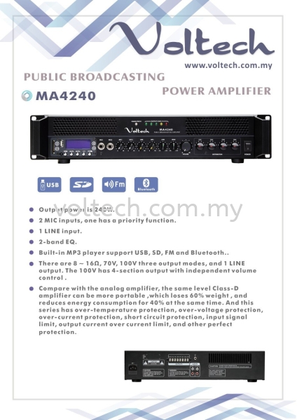 Voltech Power Amplifier MA4240 Voltech Power Amplifier Johor Bahru, JB, Johor, Malaysia. Supplier, Suppliers, Supplies, Supply | Voltech Professional