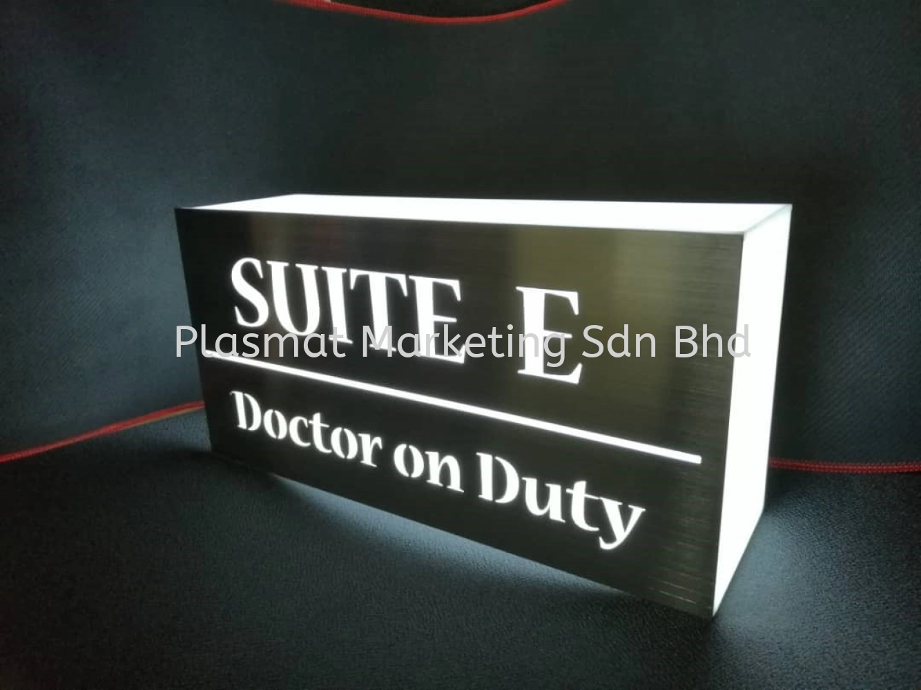 ACRYLIC LIGHTBOX WITH HAIRLINE STAINLESS STEEL ENGRAVING SIGNAGE 