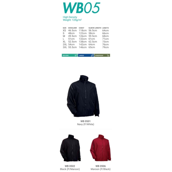 WB05 Windbreaker Executive Jacket/Windbreaker Selangor, Klang, Malaysia, Kuala Lumpur (KL) Supplier, Manufacturer, Design, Supply | LIM Embroidery & Resources PLT