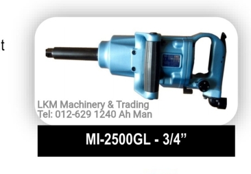 Toku 3/4" Impact Wrench, Bolt Size 25mm, Short Shank/Long Shank, MI-2500P/GS/PL/GL