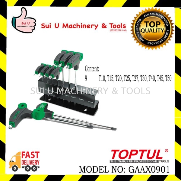 TOPTUL GAAX0901 9PCS L-Type Two Way Star & Tamperproof Key Wrench Set Spanner & Wrench Series Car Workshop Equipment Kuala Lumpur (KL), Malaysia, Selangor, Setapak Supplier, Suppliers, Supply, Supplies | Sui U Machinery & Tools (M) Sdn Bhd