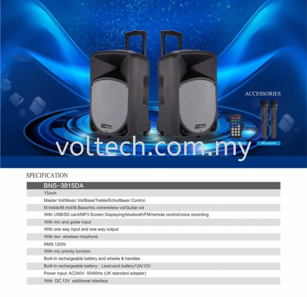 Voltech Portable Speaker 15 inch Voltech Portable Speaker Johor Bahru, JB, Johor, Malaysia. Supplier, Suppliers, Supplies, Supply | Voltech Professional