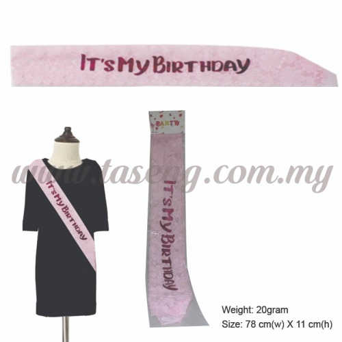 It's My Birthday Sash - Baby Pink (P-AC-IMBP)