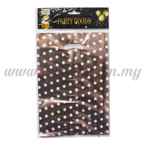 Metallic Party Loot Bag Polka Dot - Rose Gold (P-MPLB-PD-RG)