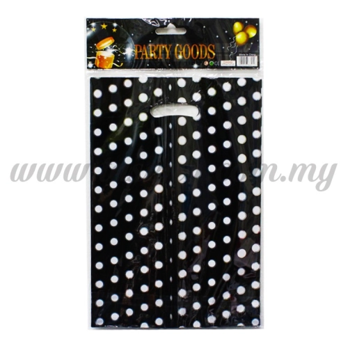 Metallic Party Loot Bag Polka Dot - Black (P-MPLB-PD-BK)