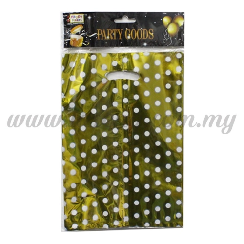 Metallic Party Loot Bag Polka Dot - Gold (P-MPLB-PD-GO)