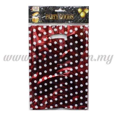 Metallic Party Loot Bag Polka Dot - Red (P-MPLB-PD-R)