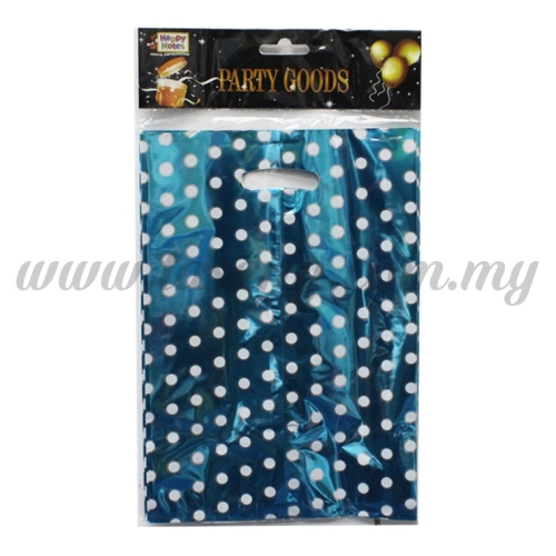 Metallic Party Loot Bag Polka Dot - Baby Blue (P-MPLB-PD-BB)