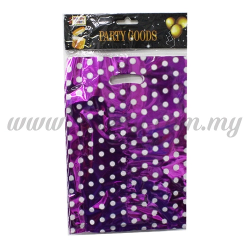 Metallic Party Loot Bag Polka Dot - Purple (P-MPLB-PD-PP)