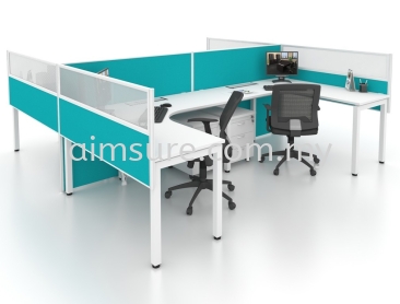 4 gang L shape workstation with partition block system