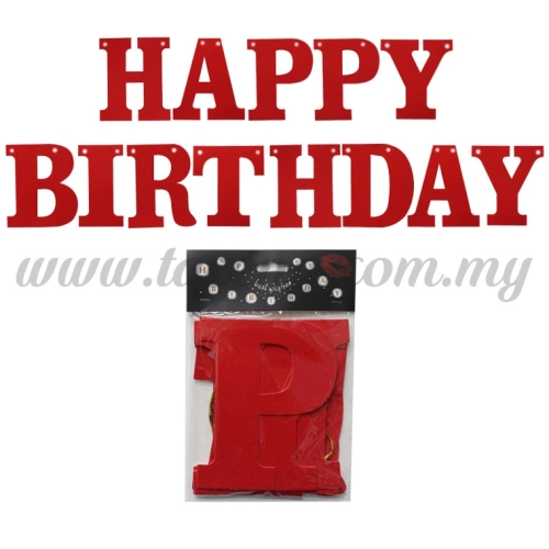 Banner Happy Birthday Glitter - Red (P-BN-XH8288-1-R)