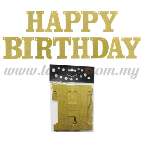 Banner Happy Birthday Glitter - Gold (P-BN-XH8288-1-GO)