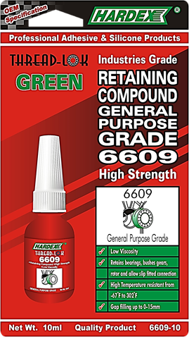 RETAINING COMPOUND GENERAL PURPOSE - 6609-10 THREAD LOCK / CYANOARCYCLIC Pahang, Malaysia, Kuantan Manufacturer, Supplier, Distributor, Supply | Hardex Corporation Sdn Bhd