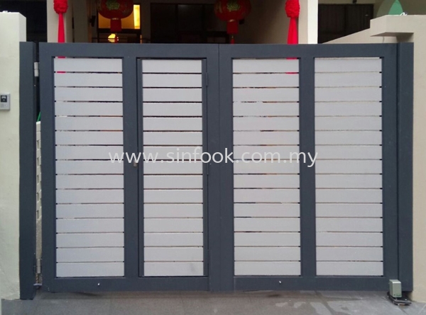 Aluminium Trackless Folding Gate (2PCS) Aluminium Trackless Folding Gate ALUMINIUM GATE Johor Bahru (JB), Senai, Selangor, Kuala Lumpur (KL), Klang, Seremban Installation, Services, Repair, Supplier | Sin Fook Electrical Alarm and Auto Gate Sdn. Bhd.