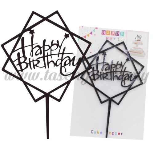 Cake Topper Happy Birthday Star - Black (CT-HB-A6BK)