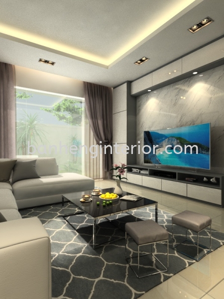 Living Area & TV Cabinet Design Living Area & TV Cabinet Design Johor Bahru (JB), Johor, Skudai Service, Renovation, Construction | Ban Heng Interior Design Sdn Bhd