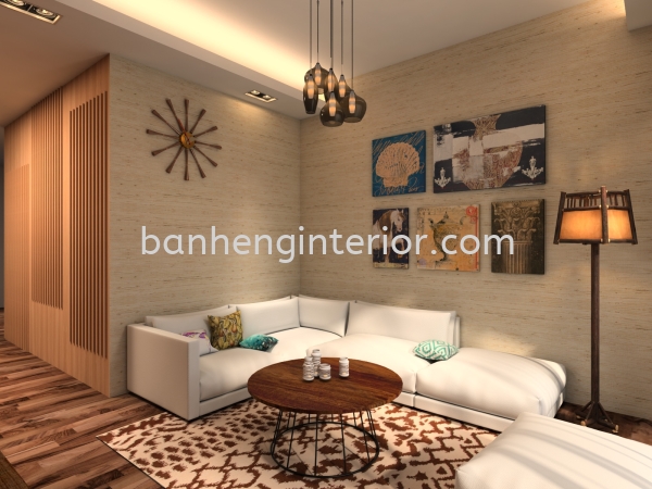 LIVING ROOM Living Room Design Johor Bahru (JB), Johor, Skudai Service, Renovation, Construction | Ban Heng Interior Design Sdn Bhd