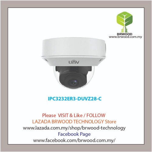 Uniview IPC3232ER3-DUVZ28-C: 2MP WDR Super Starlight Vandal-resistant Network IR Fixed Dome Camera Motorized Lens