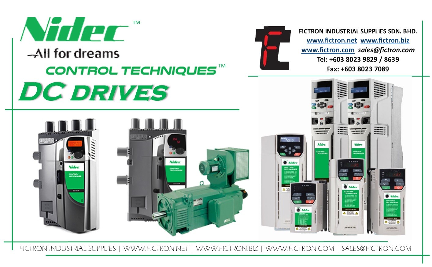 MP1850A5R 575v 2D Frame 1045 kW 1850A NIDEC CONTROL TECHNIQUE MP Mentor DC Drive Supply & Repair Malaysia Singapore Thailand