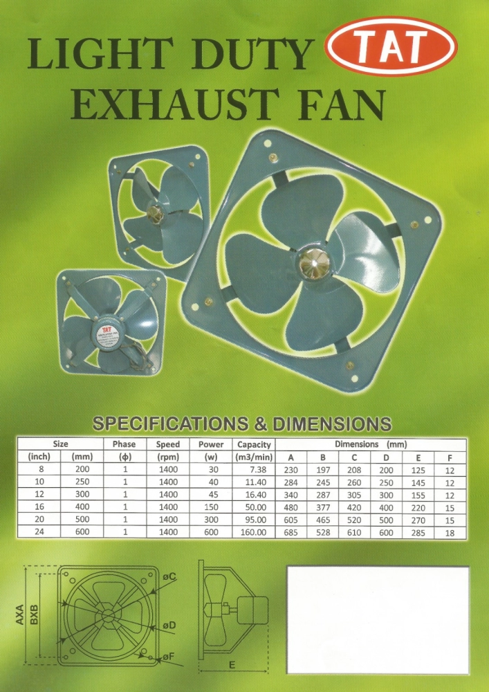 industrial exhaust fan dimensions