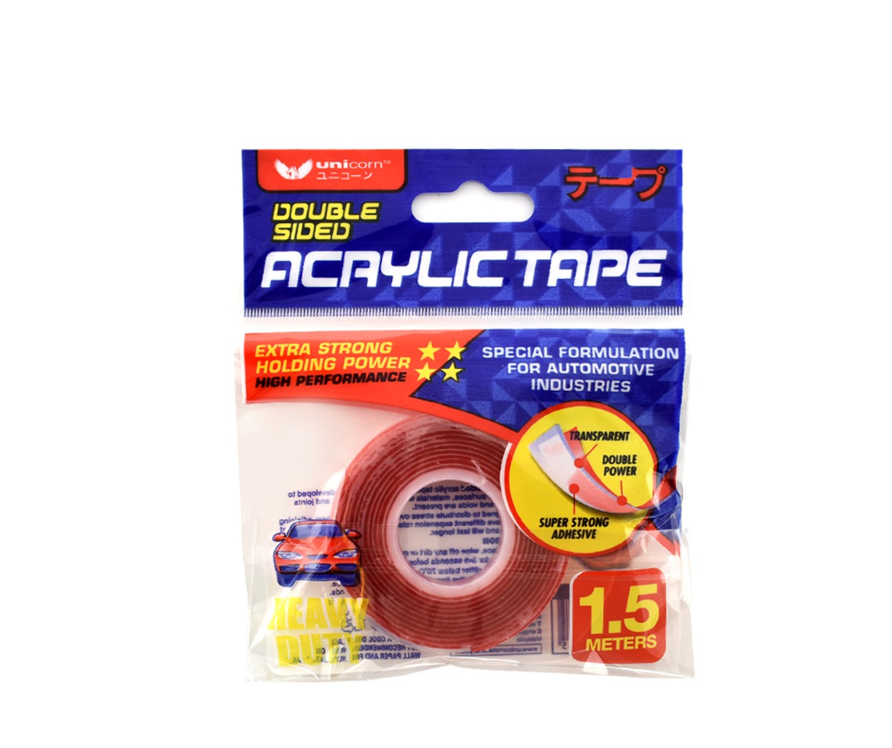 Unicorn - Double Sided Acrylic Tape - (12mm x 1.5 mtr)