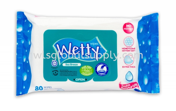 Wetty Sea Breeze Wet Wipes 80 PCS Wetty 80's Wetty Malaysia, Selangor, Kuala Lumpur (KL), Balakong Manufacturer, Supplier, Supply, Supplies | WLS Global Supply Sdn Bhd