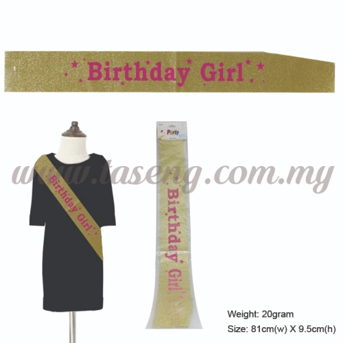 Birthday Girl Glitter Sash - Gold (P-AC-SABGSTG-GO)