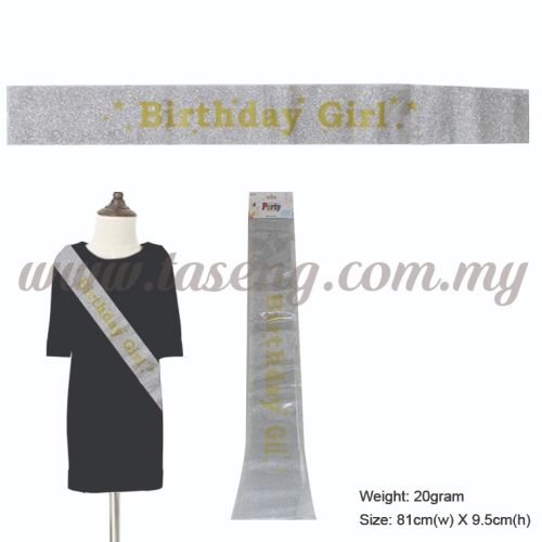 Birthday Girl Glitter Sash - Silver (P-AC-SABGSTG-SI)