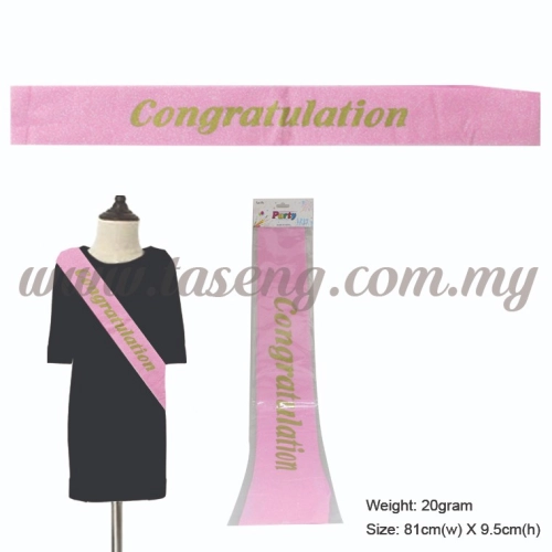 Congratulation Glitter Sash - Baby Pink (P-AC-SACGG-BP)