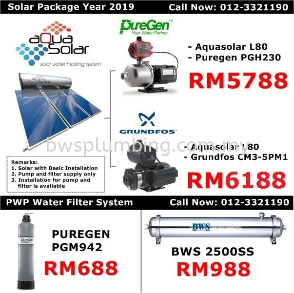 Aquasolar - Solar water heater package price 2019 (BWS)