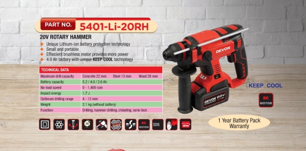 Devon 20V Rotary Hammer 5401-LI-20RH Metabo Power Tools (Branded) Selangor, Malaysia, Kuala Lumpur (KL), Seri Kembangan, Setapak, Kajang Supplier, Suppliers, Supply, Supplies | Knight Auto Sdn Bhd