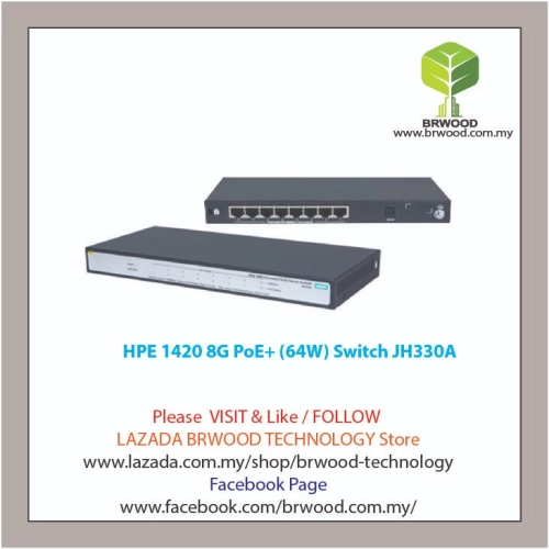 HPE JH330A: OfficeConnect 1420 8G 8 port 10/100/1000 Mbps PoE+ (64W) Switch