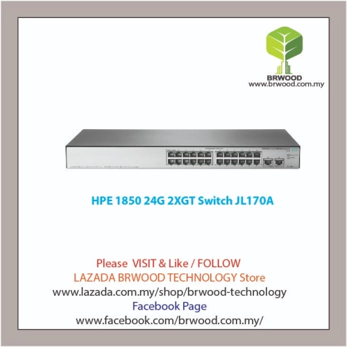 HPE JL170A: OfficeConnect 1850 24G 2XGT 24 port 10/100/1000 Mbps c/w 2x10GBase-T Switch