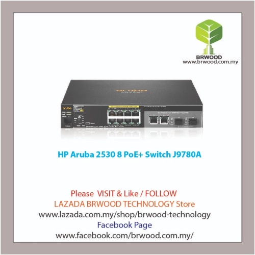 HP Aruba J9780A: Aruba 2530 8 PoE+ 8 port 10/100 PoE+ c/w 2xGBase-T 2xSFP Switch