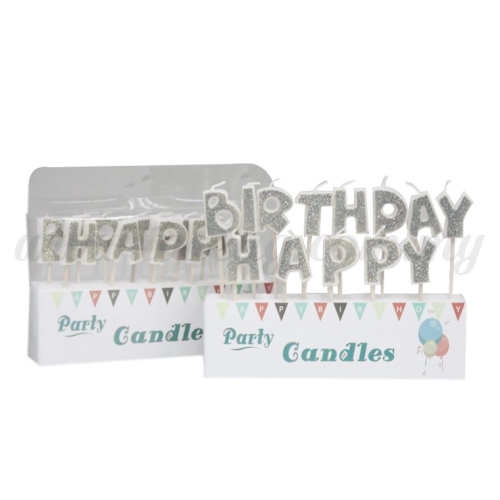 Candle Happy Birthday * Silver (CDL-H0016)