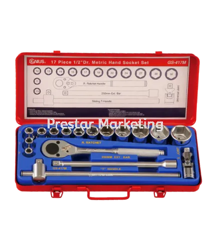 GENIUS - 17 PIECES 1/2" HAND SOCKET SET