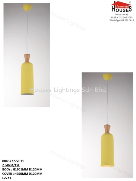 HANGING 4634-1 YL ZF Single Pendant Indoor Pendant Light  Pendant Light Selangor, Malaysia, Kuala Lumpur (KL), Puchong Supplier, Suppliers, Supply, Supplies | Houses Lightings Sdn Bhd